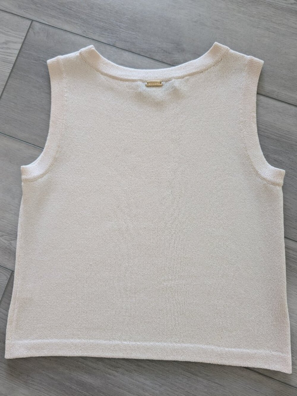 St. John Sport Santana Knit Sleeveless Tank Cream Wool Rayon Marie Gray VTG Sz M - Picture 3 of 8